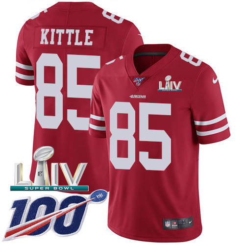 San Francisco 49ers Nike 85 George Kittle Red Super Bowl LIV 2020 Team Color Youth Stitched NFL 100th Season Vapor Limited Jersey
